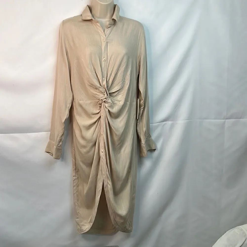 Cotton Candy LA Beige Shirt Dress Small NWT